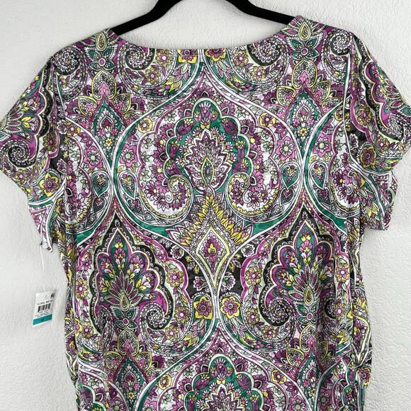 INC International Concepts Multi Opulent Paisley Ruched Tunic Top Plus 0X NWT - Picture 12 of 16